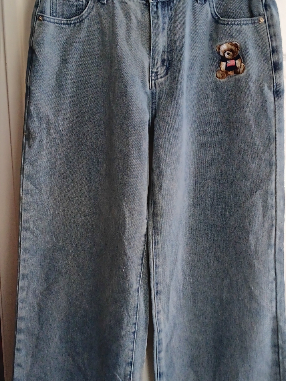 J For Justify Light Wash Denim Jeans with Teddy Bear Patch